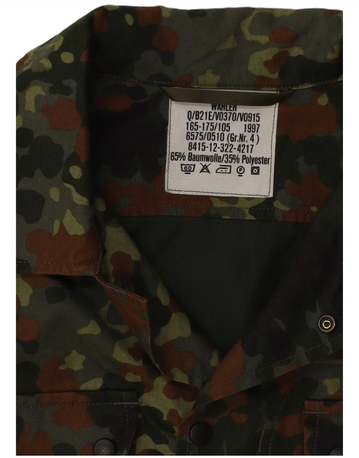 VINTAGE Herre Military Jacket UK 40 Stor Khaki Camouflage Bomuld