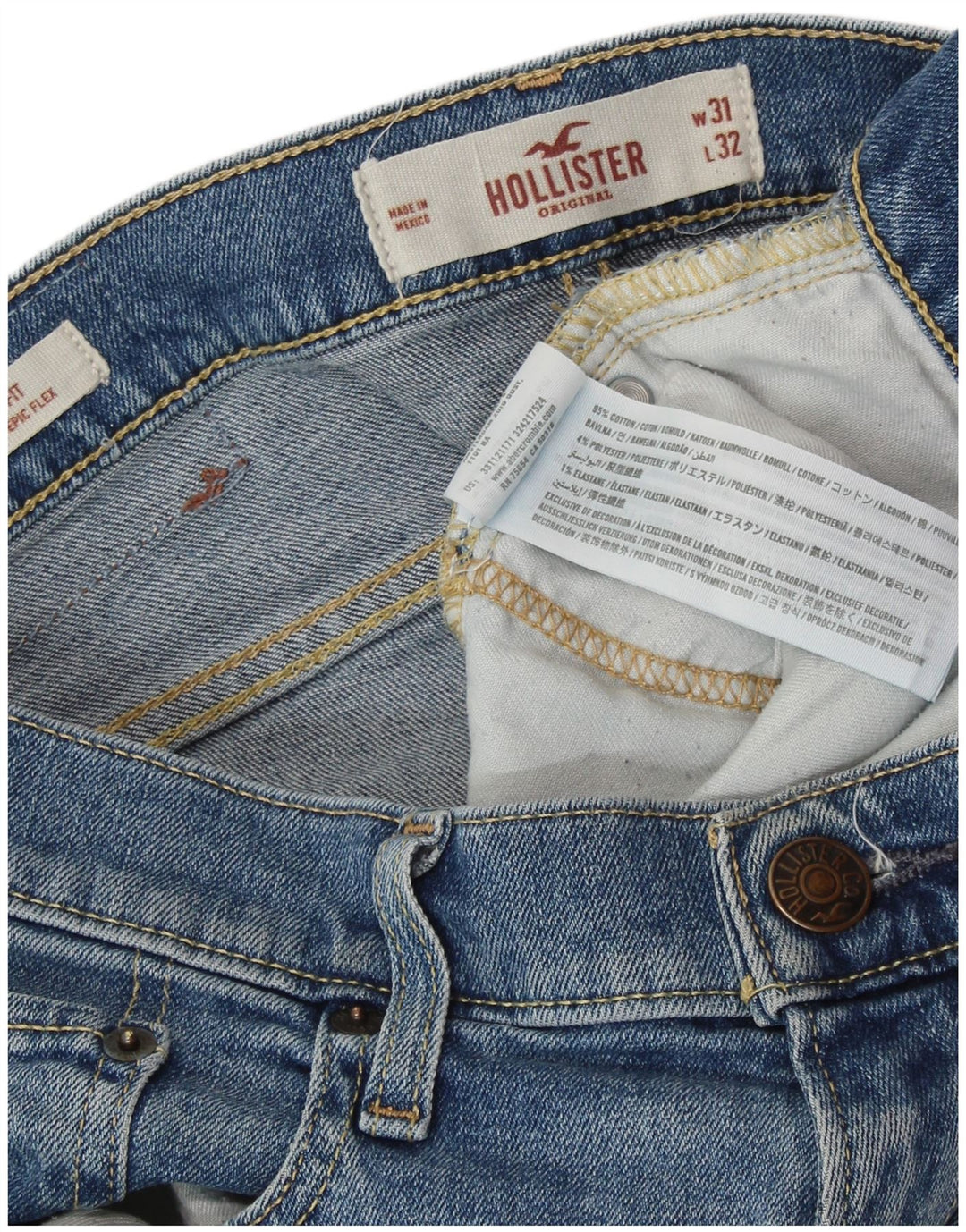 HOLLISTER Skinny Jeans til mænd W31 L32 Blå Bomuld