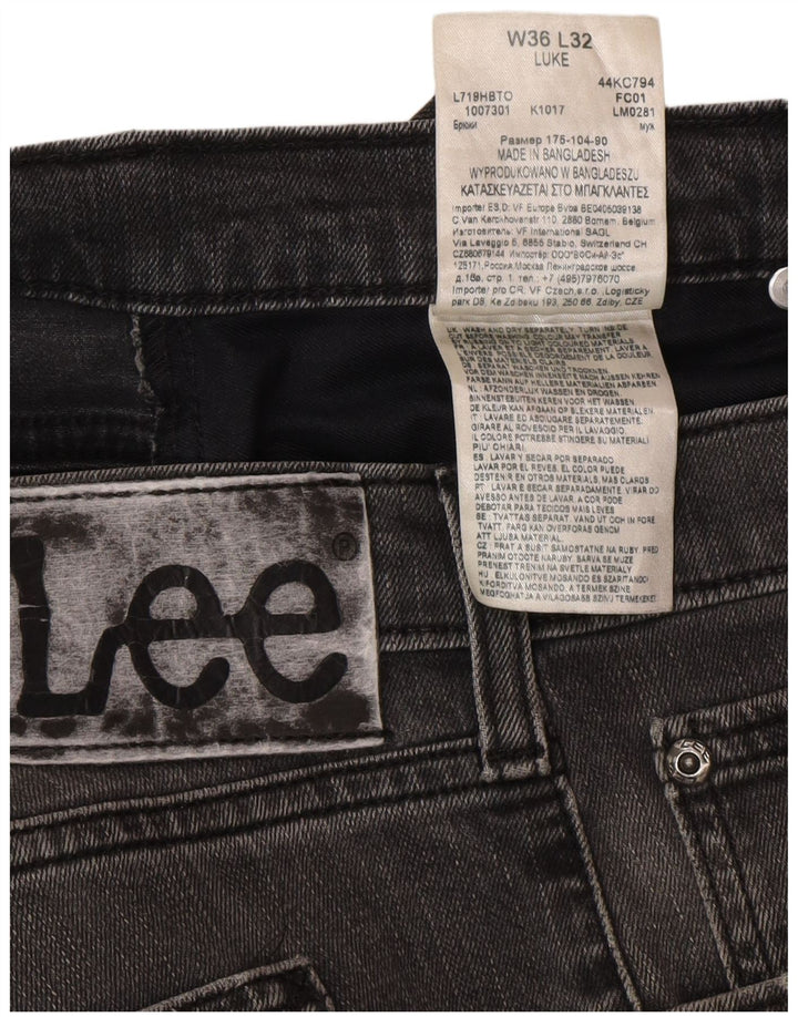 Lee Mens Luke Distressed Slim Jeans W36 L32 Grå Bomuld