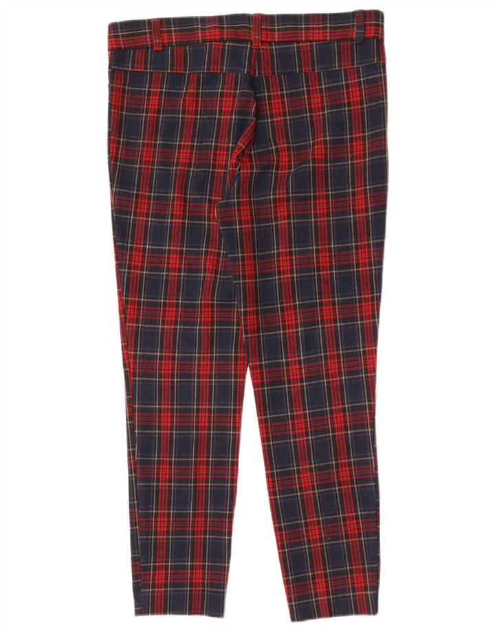 Zara Womens Slim Cropped Trousers Large W30 L25 Red Check