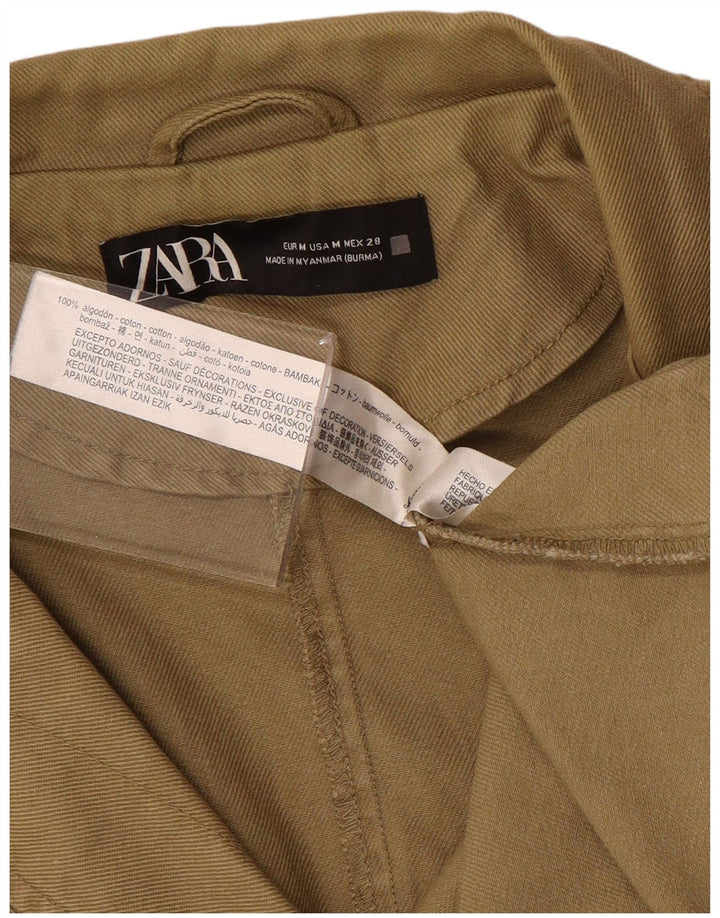 Zara Dame Military Utility Jacket UK 14 Medium Khaki Cotton