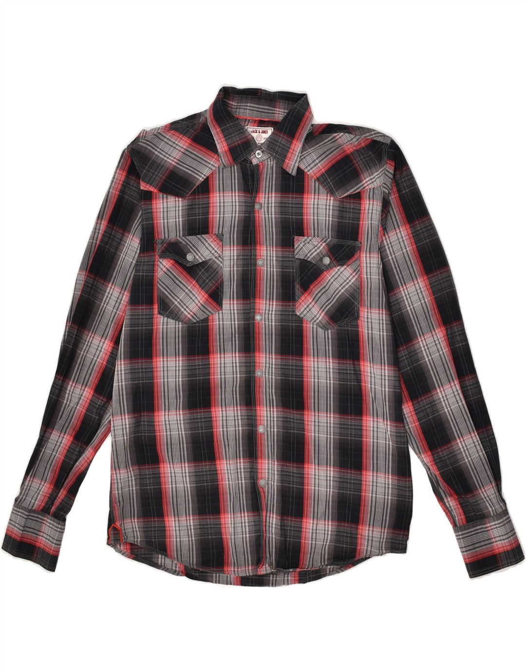 JACK & JONES Mens Graphic Shirt Medium Grey Check Cotton | Vintage Jack & Jones | Thrift | Second-Hand Jack & Jones | Used Clothing | Messina Hembry 