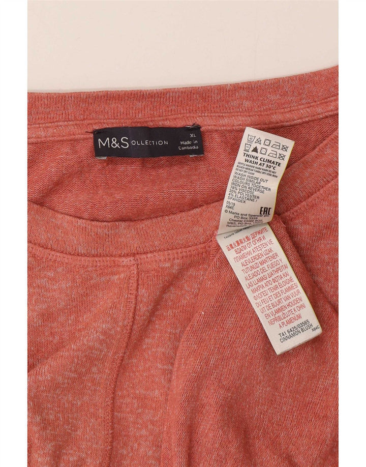 Marks & Spencer Dame Oversized T-Shirt Top UK 18 XL Rød Viscose