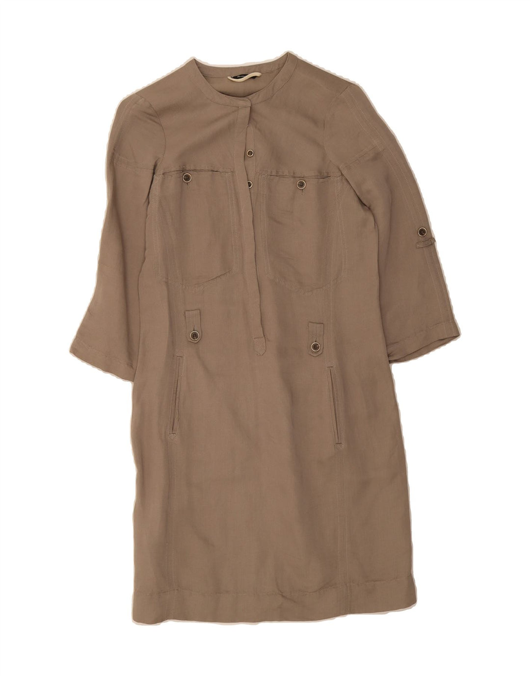 MASSIMO DUTTI Womens 3/4 Sleeve Shift Dress EU 36 XS Beige Linen Vintage Massimo Dutti and Second-Hand Massimo Dutti from Messina Hembry 