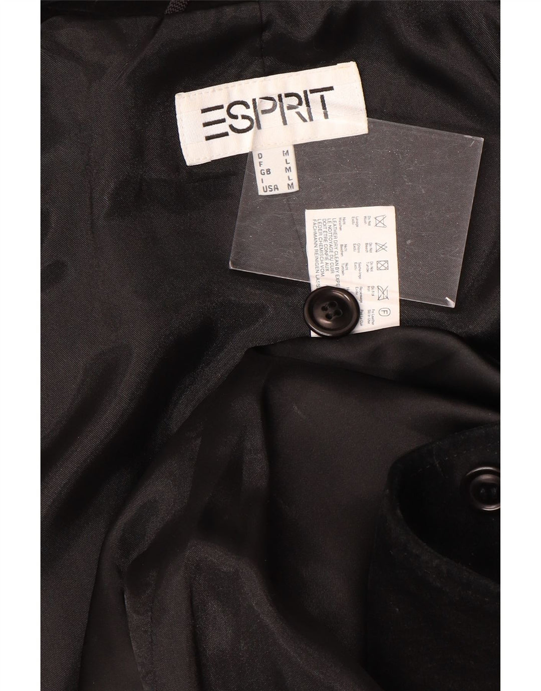 Esprit Dame 3-knaps Ruskind Blazer Jacket UK 14 Medium Sort Læder