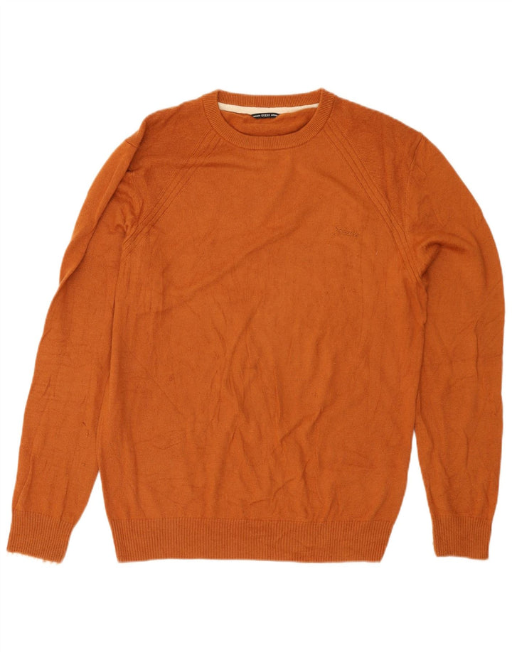 Guess Herre sweater med rund hals, stor orange viskose