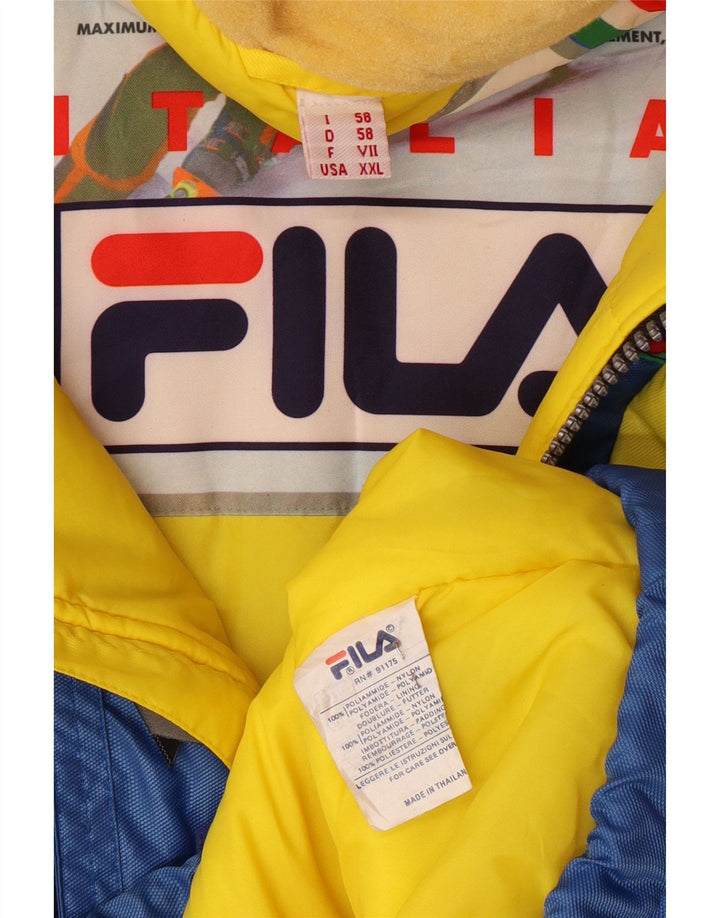 FILA Herre Grafisk Hætte Skijakke IT 58 3XL Blå Colourblock Polyamid