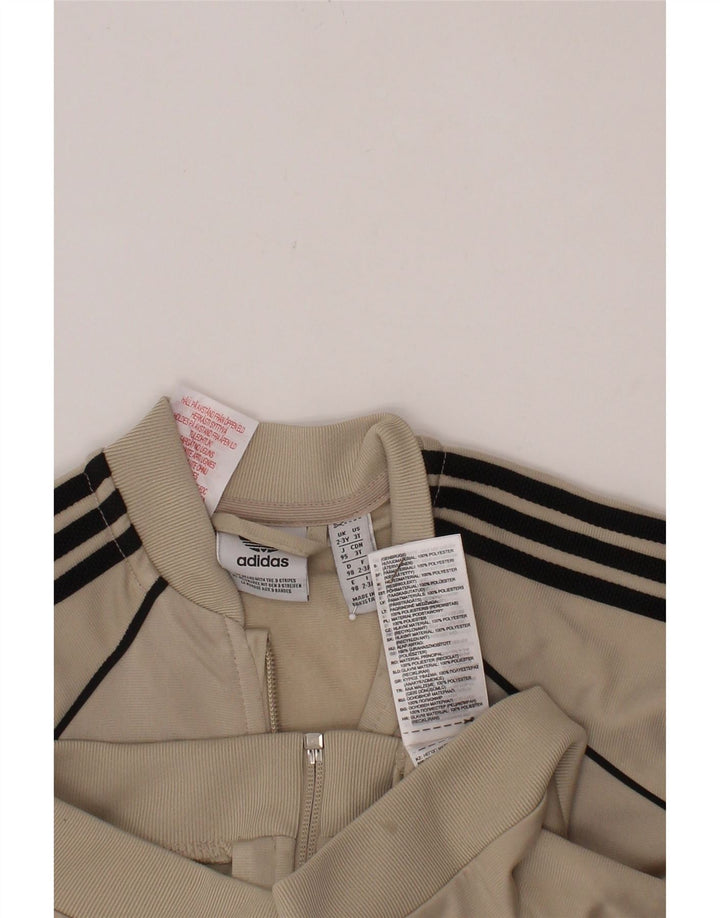 ADIDAS Boys Tracksuit Top Jacket 2-3 Years Beige Polyester