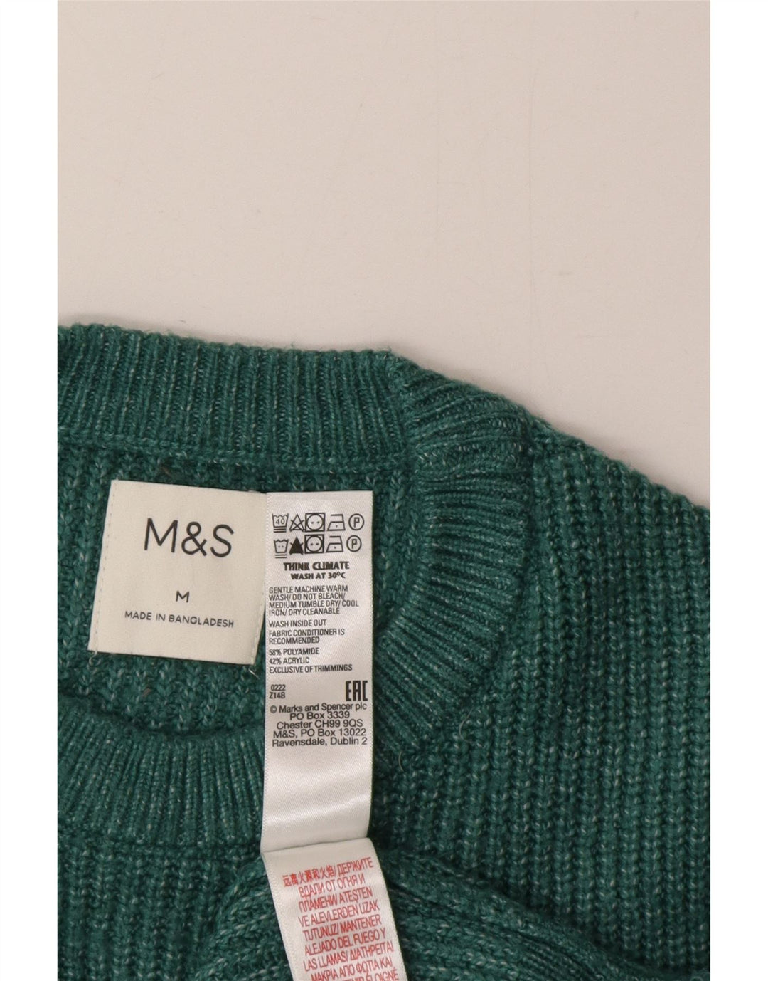 Marks & Spencer Herre sweater med rund hals, mellemgrøn polyester