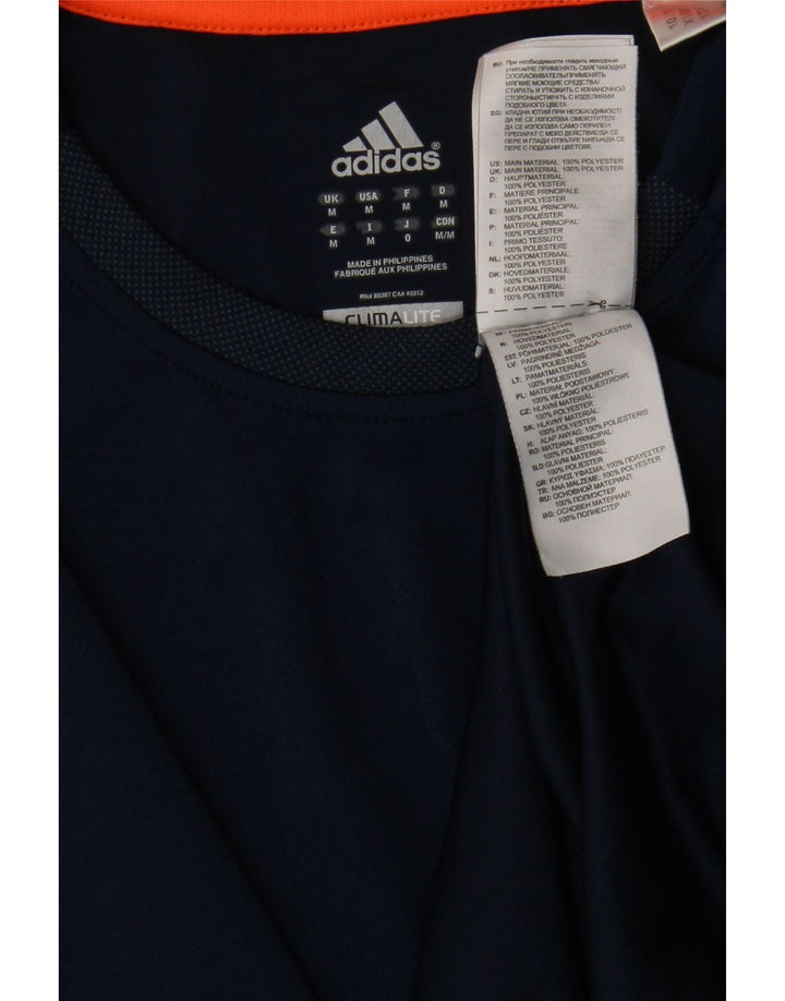 Adidas Herre Climalite T-Shirt Top Medium Marineblå Polyester