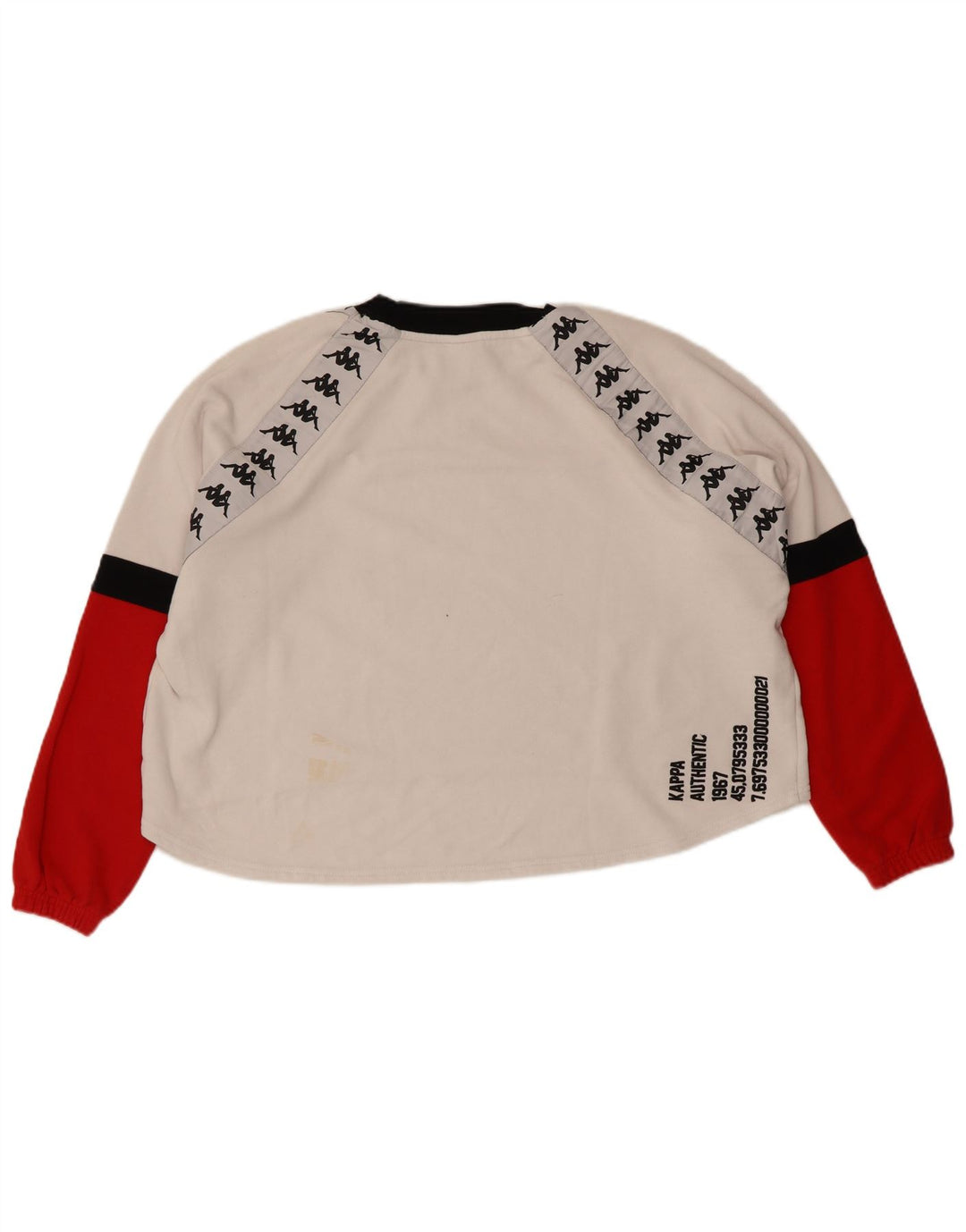 KAPPA Womens Oversized Graphic Sweatshirt Jumper UK 6 XS White Colourblock