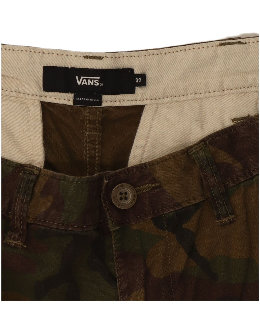VANS Herre Cargo Shorts W32 Medium Khaki Camouflage Bomuld