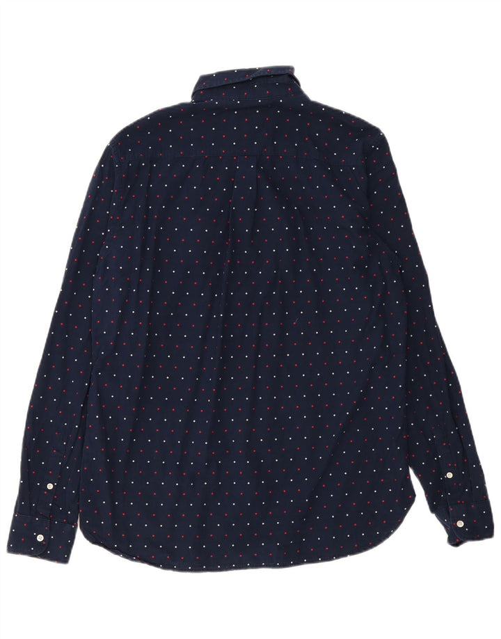 SUPERDRY Herre Regular Fit skjorte Stor marineblå plettet bomuld