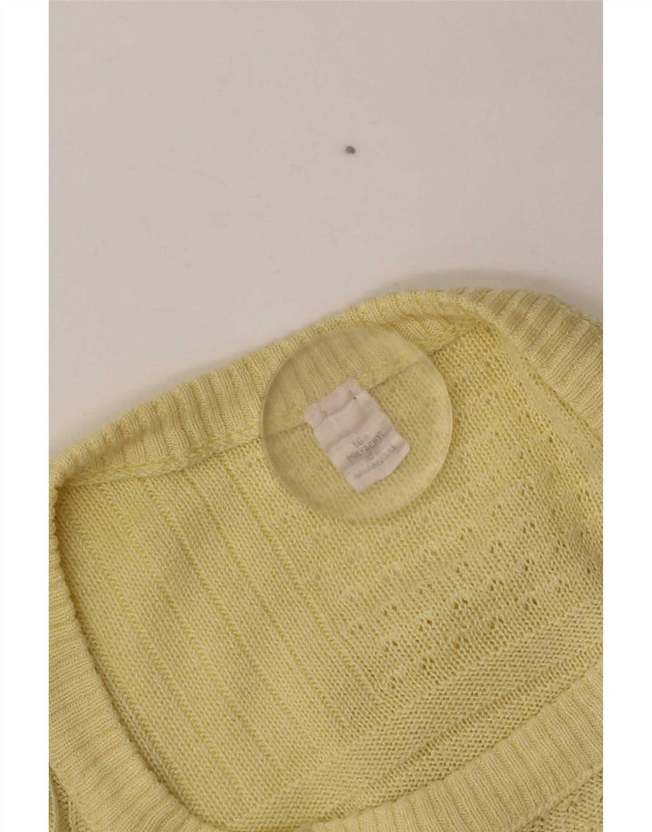 Vintage Herre Crew Neck Jumper Sweater IT 50 Medium Yellow Polyacrylic