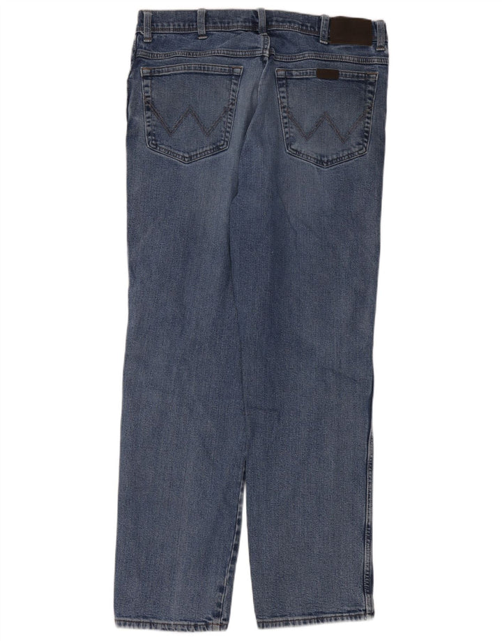 Wrangler Herre Regular Straight Jeans W36 L32 Blå Bomuld