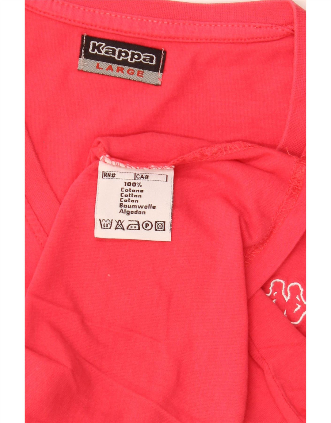Kappa Dame T-Shirt Top UK 14 Stor Rød Bomuld