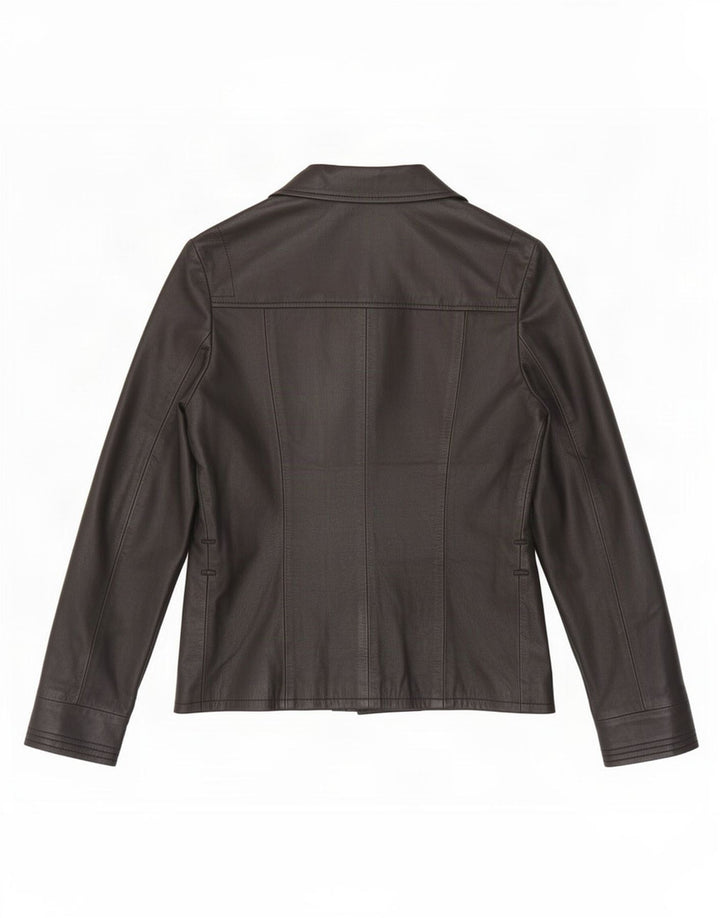 Settore Dame 3-knaps Læder Blazer Jakke UK 12 Medium Sort
