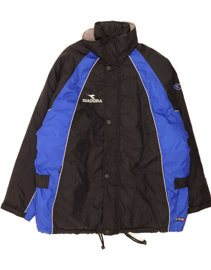 DIADORA Windbreaker Jacket til mænd UK 46 3XL Sort Colourblock Polyamid