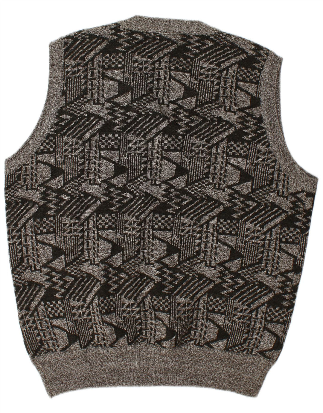 Vintage herrevest tanktop 2XL grå geometrisk uld