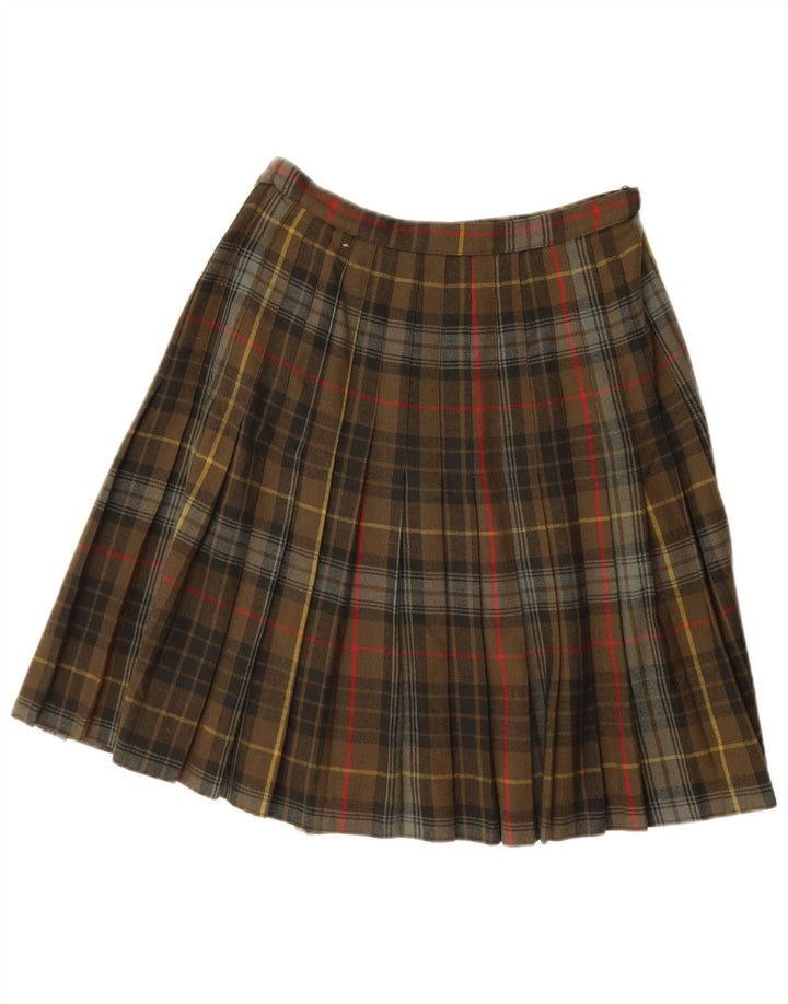 VINTAGE Kvinder slå-om nederdel W28 Medium Khaki Plaid