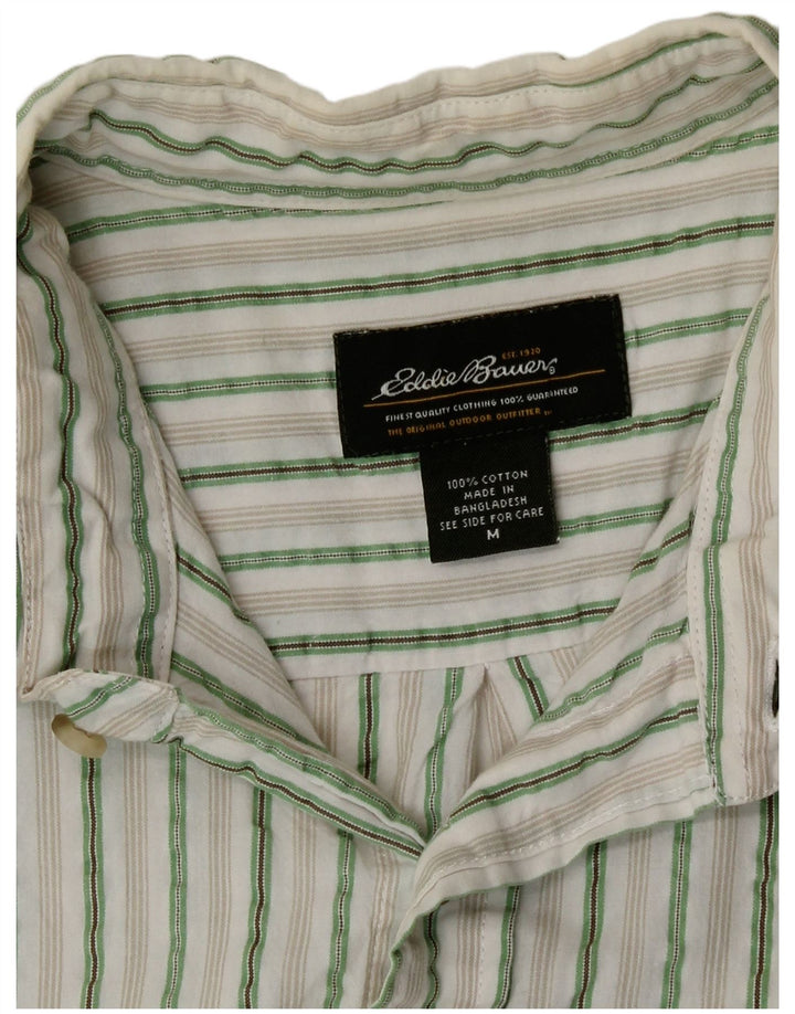 Eddie Bauer Herre kortærmet skjorte mellemgrøn stribet bomuld