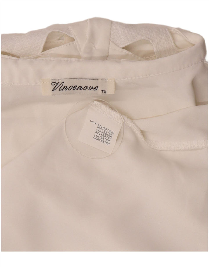 Vintage dameskjorte bluse UK 14 Stor hvid polyester