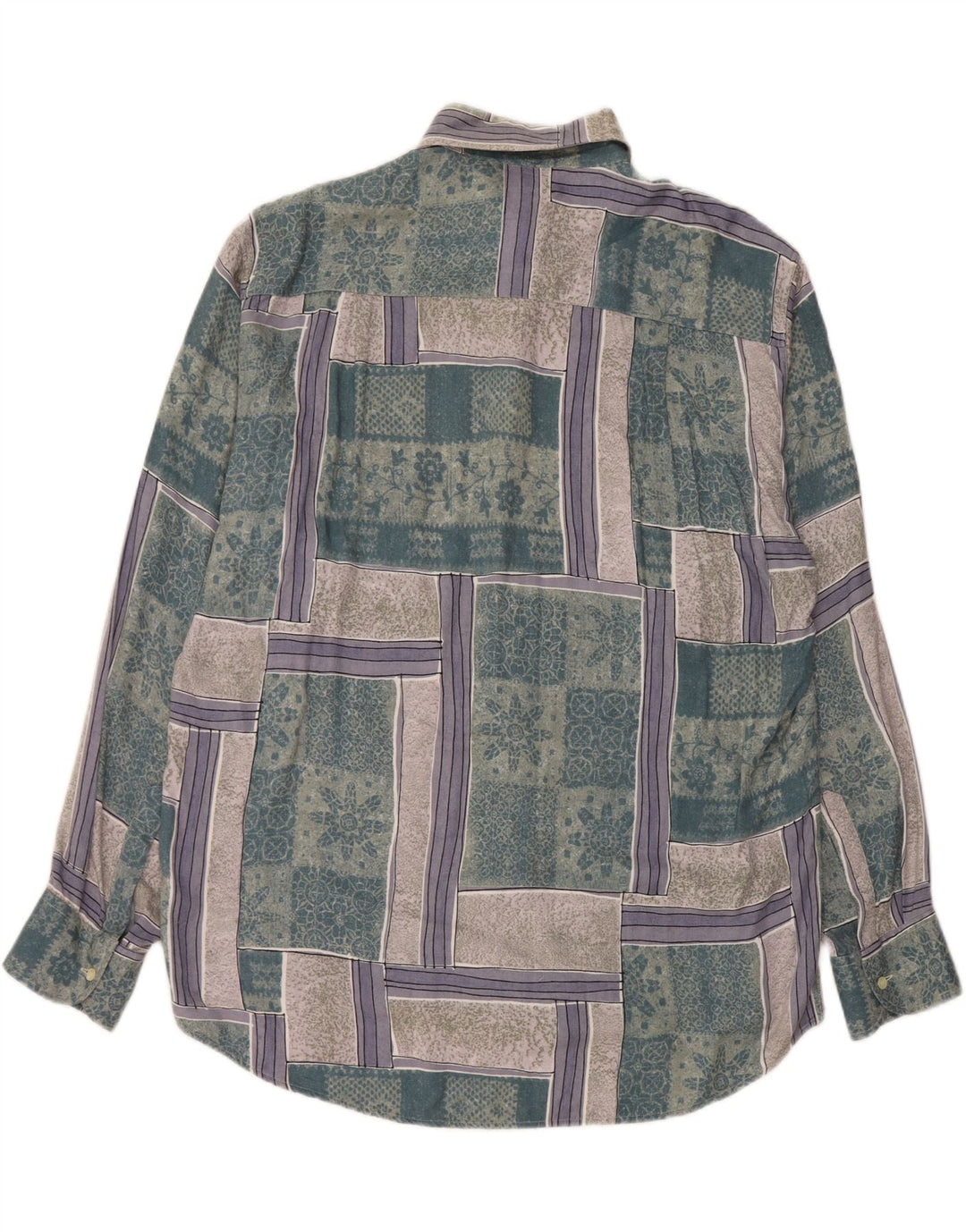 Fitzroy Herreskjorte Stor Grøn Patchwork Viscose