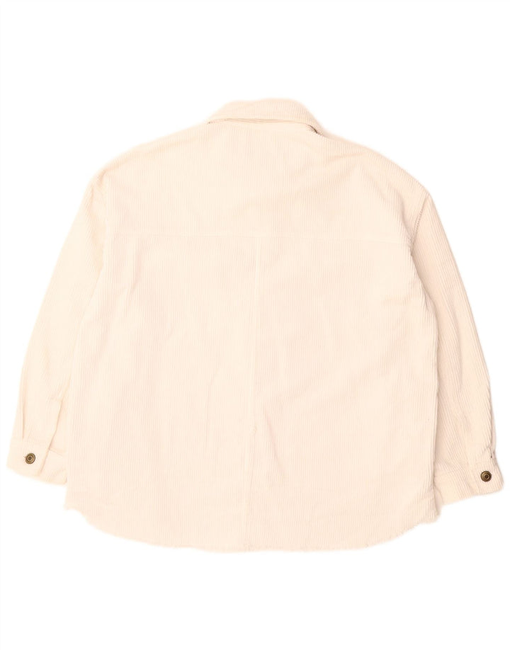 Zara Dame Oversized Corduroy Jacket UK 10 Small White Bomuld
