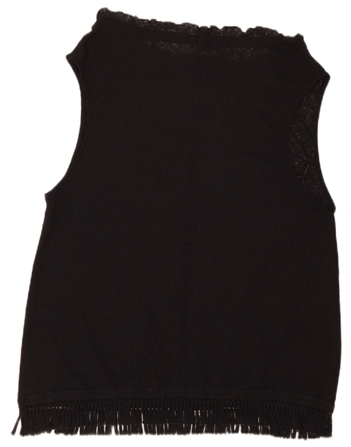 ZARA Dame ærmeløs bluse Top UK 16 Large Black