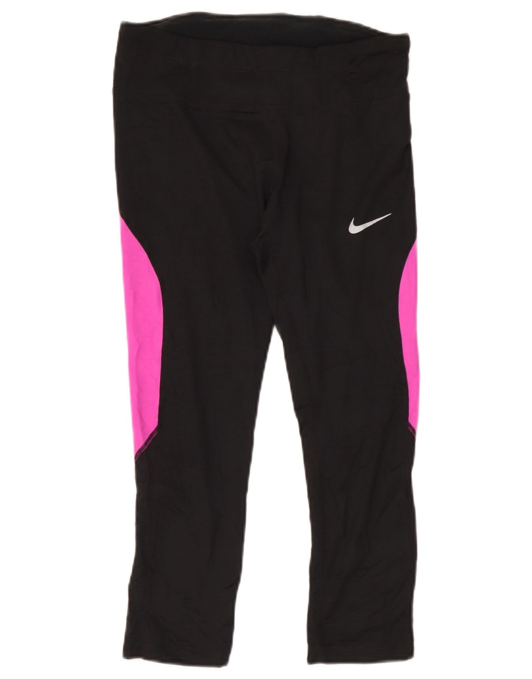Nike Dame Dri Fit Leggings UK 12 Medium Sort Colourblock Polyester