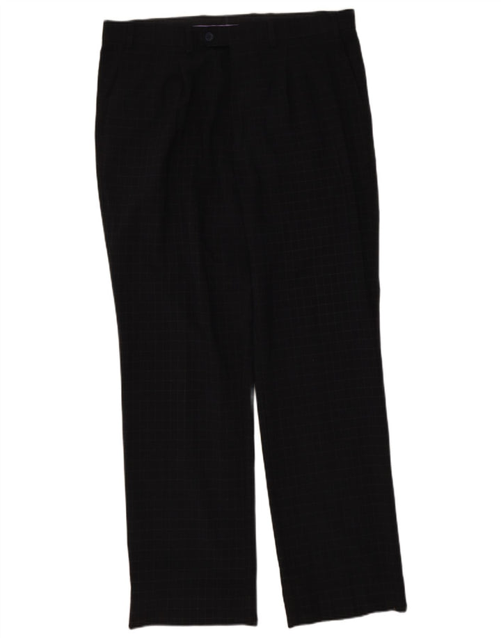 Marks & Spencer Herre Blue Harbor Straight Suit Bukser W36 L31 Navy Check