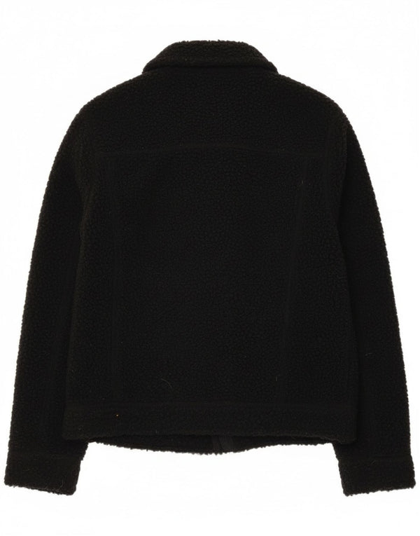 Hollister Dame Loose Fit Fleece Bomber Jacket UK 6 XS Sort Polyester