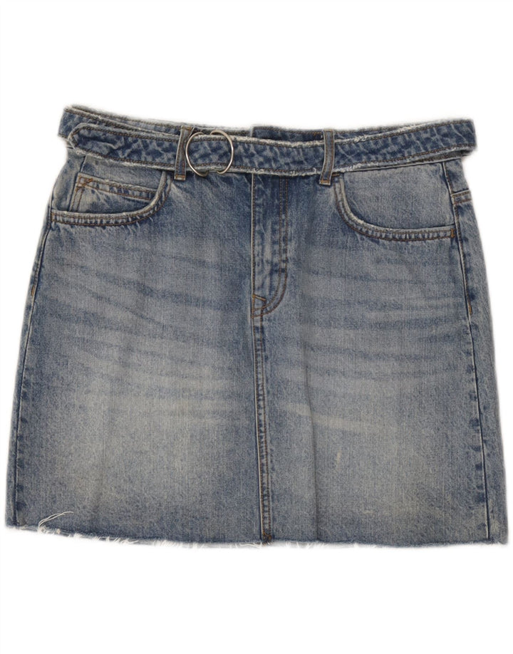 Zara Dame Z1975 Mini Denim Nederdel Medium W32 Blå Bomuld