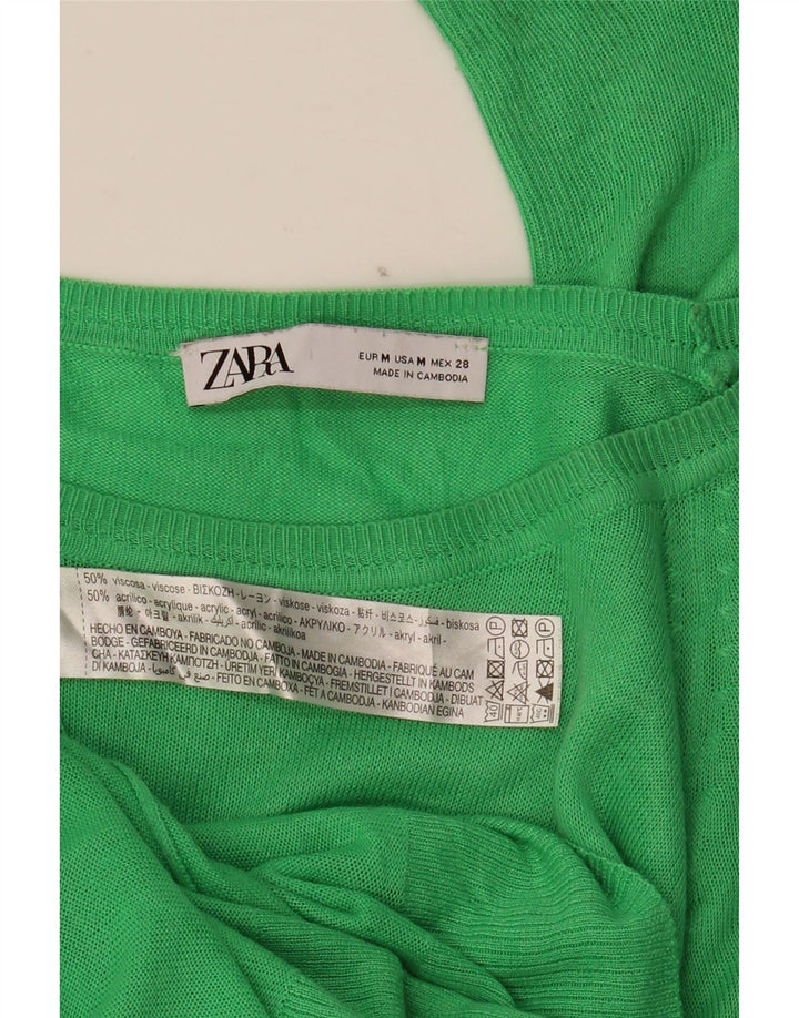 Zara Dame Boat Neck Jumper Sweater UK 14 Medium Blue Viscose