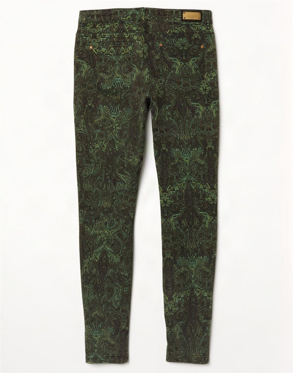 Zara Dame Skinny Casual Bukser EU 36 XS W26 L28 Grøn Paisley