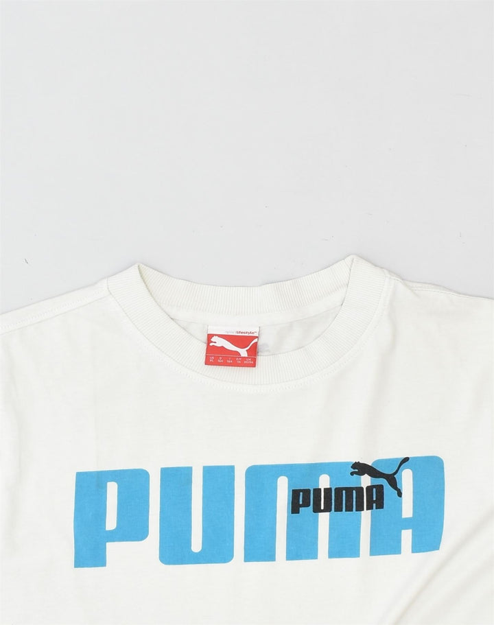 PUMA Boys Graphic T-Shirt Top 13-14 Years White Cotton | Vintage Puma | Thrift | Second-Hand Puma | Used Clothing | Messina Hembry 