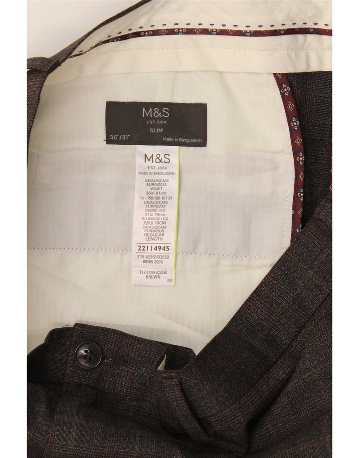 Marks & Spencer Herre Slim Chino Bukser W36 L31 brun ternet polyester