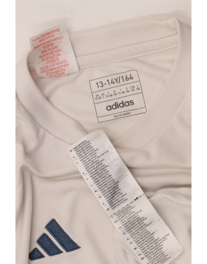 Adidas Boys Aeroready T-Shirt Top 13-14 År Hvid Polyester