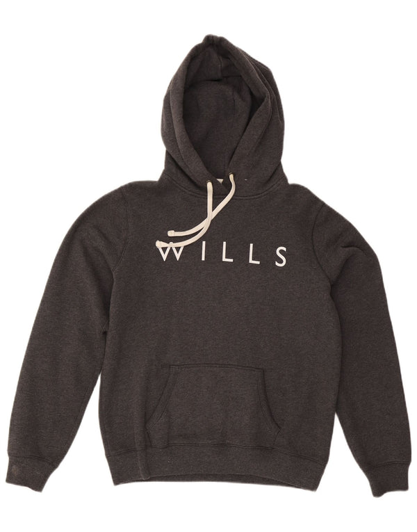 JACK WILLS Grafisk hættetrøje til kvinder UK 14 Stor grå bomuld