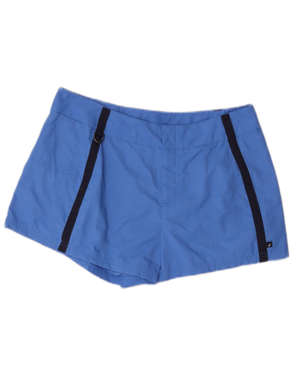 Nautica Casual Shorts til kvinder Medium W30 Blå Colourblock Nylon