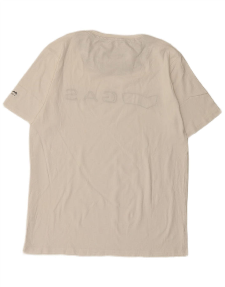 Gas Herre Grafisk T-Shirt Top Stor Hvid Bomuld