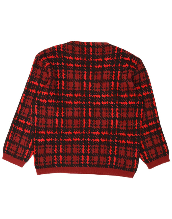 Vintage Dame Boat Neck Jumper Sweater UK 16 Large Red Check