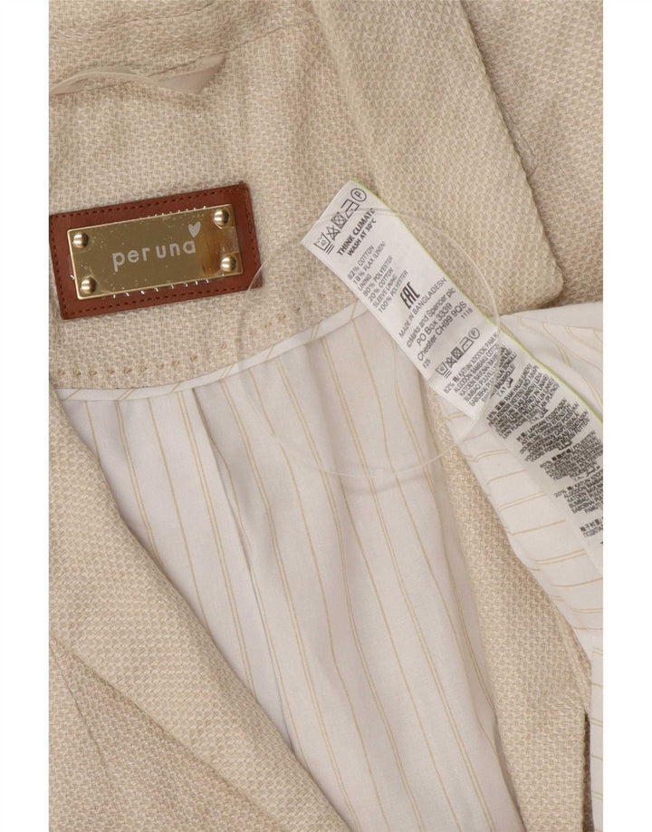 Marks & Spencer Dame Per Una Blazer Jacket UK 12 Medium Beige Bomuld