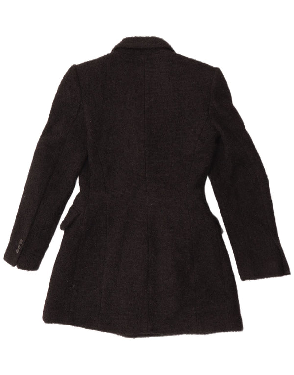 Zara Dame Longline Double Breasted Blazer Jacket UK 10 Small Black
