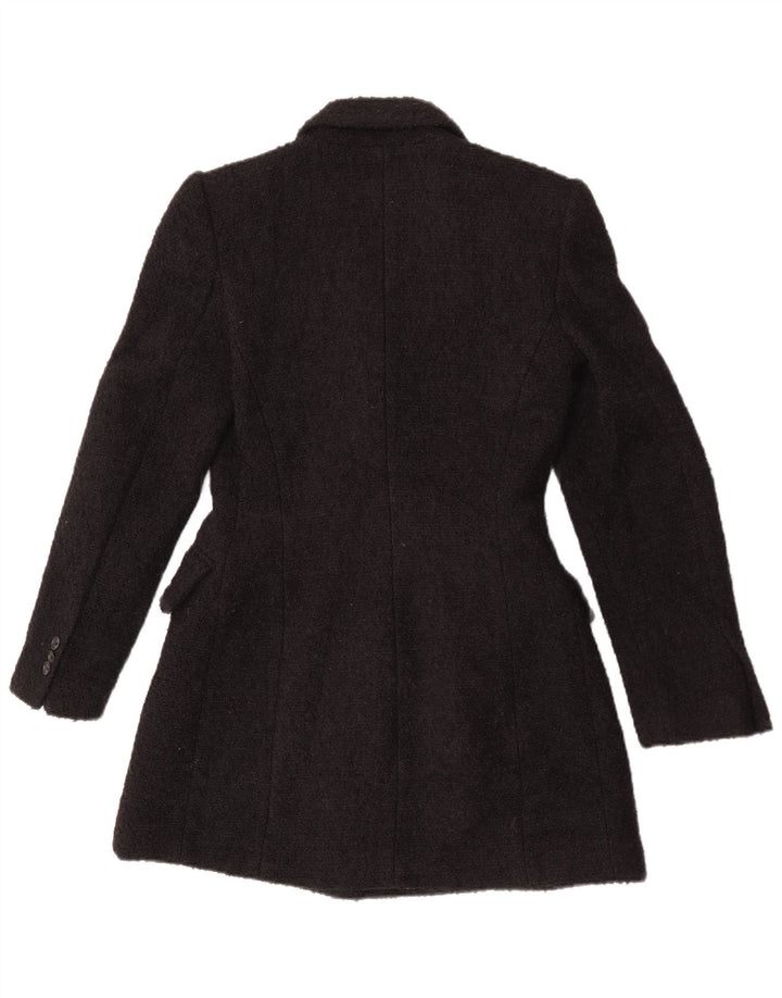 Zara Dame Longline Double Breasted Blazer Jacket UK 10 Small Black