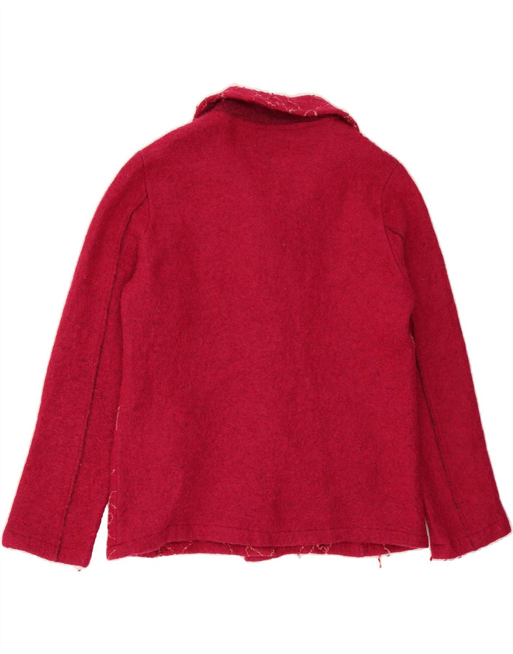 PACO Womens 5 Button Blazer Jacket UK 14 Large Burgundy Floral Wool Vintage Paco and Second-Hand Paco from Messina Hembry 