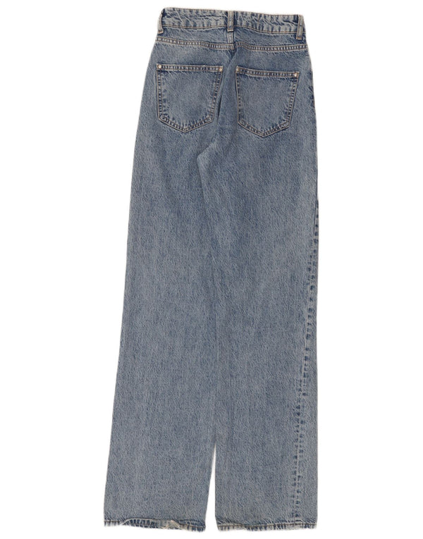Zara Dame Jeans med høj talje EU 34 2XS W24 L34 Blå