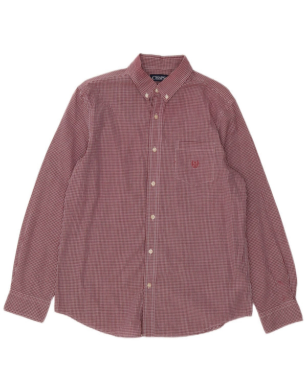 Chaps Mens Custom Fit Shirt Large Red Gingham Cotton