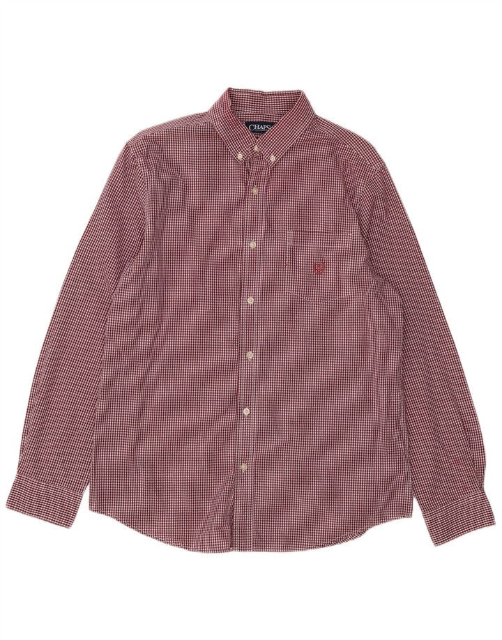Chaps Herre Custom Fit Skjorte Large Red Gingham Cotton