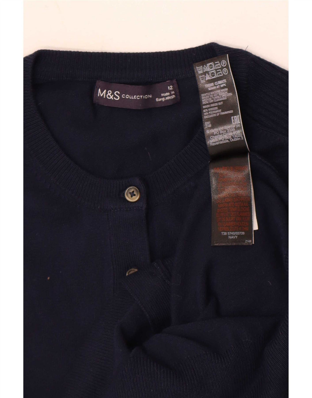 Marks & Spencer Dame Cardigan Sweater UK 12 Medium Navy Blue Viscose